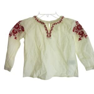 H&M Off White and Red Embroidered Floral Summer Top 4/5 year old Eur110